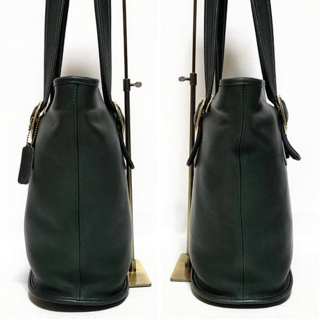 Vintage Coach Very Rare Zip Shopper Toto Green Leather Shoulder Bag Weekender Very Good Pre-owned