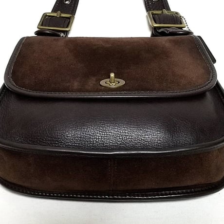 Excellent Vintage Coach Rare 9014 Crescent Berkeley Suede Saddle Bag Brown Leather Shoulder Bag