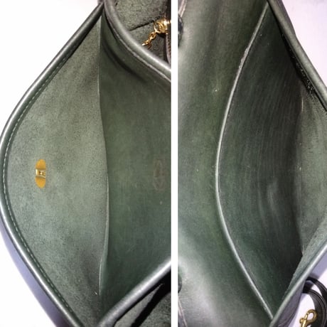 Vintage Coach Rare “Small” Plaza #9860 Green Leather 2way Crossbody Shoulder bag