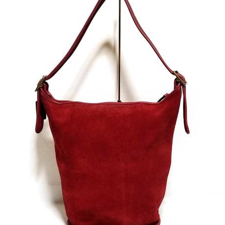 Vintage Coach Rare 9010 Berkeley Duffle Sac Red Reverse Suede Bucket Shoulder Bag Hobo