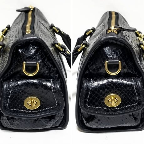 Excellent Vintage Coach Very Rare 12815 Bleecker Street Ltd Ed. Python Embossed Black Leather