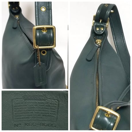 Mint  Vintage Coach Rare 9085 XL Duffle Sac Bottle Green Glove Tanned Leather Shoulder Bucket Bag