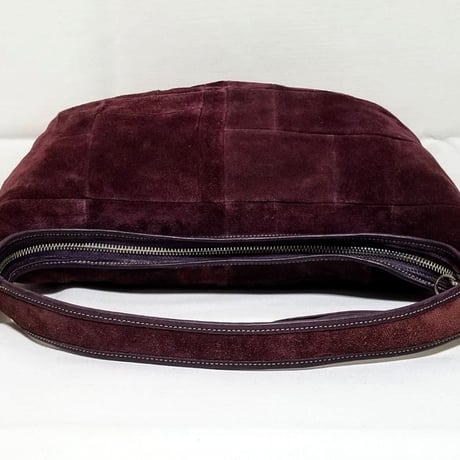 Excellent! Vintage Coach Very Rare 9230 Ergo Burgundy Suede Zip Round Hobo Patchwork Shoulder Bag