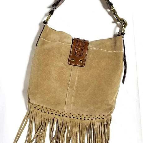 Excellent!  Vintage Coach  Very Rare 10401 Fringe Duffle Medium Hobo Suede Shoulder Bag