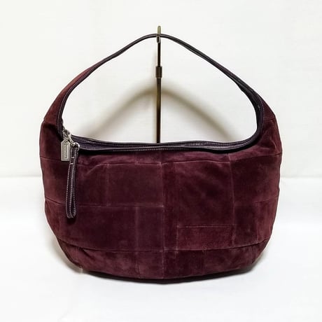 Excellent! Vintage Coach Very Rare 9230 Ergo Burgundy Suede Zip Round Hobo Patchwork Shoulder Bag