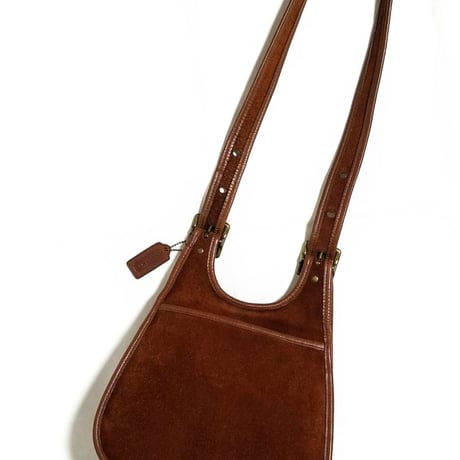 Excellent! Vintage Coach Rare 9014 Crescent Berkeley Suede Saddle Bag Brown Leather Shoulder Bag