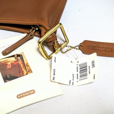 New Unused！ Vintage Coach Rare 9085 XL Duffle Sac British Tan Glove Tanned Leather Shoulder Bag
