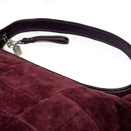 Excellent! Vintage Coach Very Rare 9230 Ergo Burgundy Suede Zip Round Hobo Patchwork Shoulder Bag