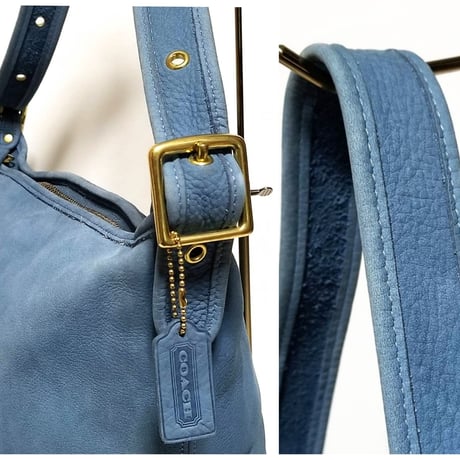 Vintage Coach Rare 4950 XL Duffle Sac Sonoma Collection Blue Nubuck Leather Bucket Bag #9085