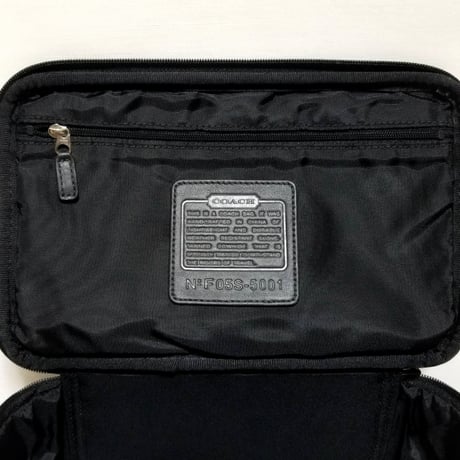 New Unused! Vintage Coach 4021 Zip Around Travel Bag Black Leather Pouch Cosmetic Travel