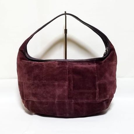 Excellent! Vintage Coach Very Rare 9230 Ergo Burgundy Suede Zip Round Hobo Patchwork Shoulder Bag