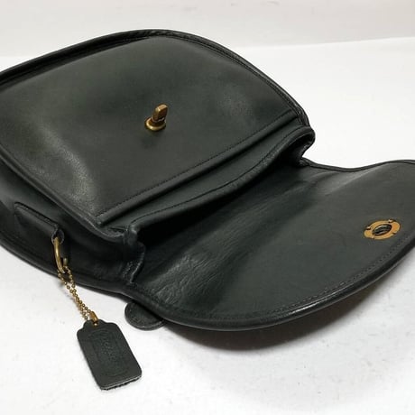 Vintage Coach Rare “Small” Plaza #9860 Green Leather 2way Crossbody Shoulder bag