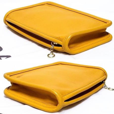 ⭐Set Sales  Great pre-owned  Vintage Coach  Yellow Leather Coin purse Wallet Key fob Key chain