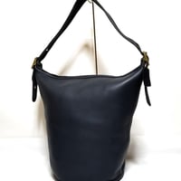 Unused！ Vintage Coach Rare 9085 XL Duffle Sac Navy Glove Tanned Leather Shoulder Bucket Bag