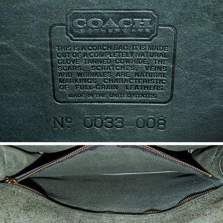 Unused! Vintage Coach  0033−008 Convertible Clatch Green Glove Tanned Leather Shoulder Bag  #9635