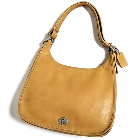 Vintage Coach Rare 9718 Legacy Crescent Satchel Flap Saddle Bag Camel Tan Leather Shoulder Bag