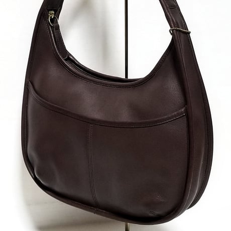 Near Mint  Vintage Coach 9033 Large Ergo Pocket Zip Mahogany Glove Tanned Leather Shoulder Bag Hobo