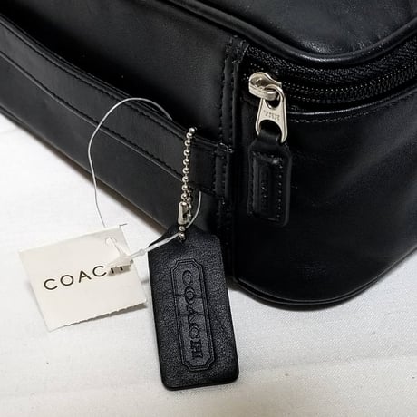 New Unused! Vintage Coach 4021 Zip Around Travel Bag Black Leather Pouch Cosmetic Travel