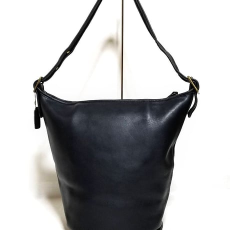 Vintage Coach Very Rare 0359−003 Duffle Sac Talon Zipper Black Leather Shoulder Bag Great pre-owned