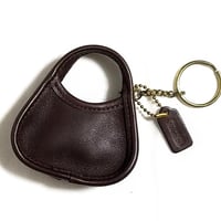 Unused!  Vintage Coach  Rare Mini Ergo  Mahogany Leather  Key fob  Key ring  Key chain