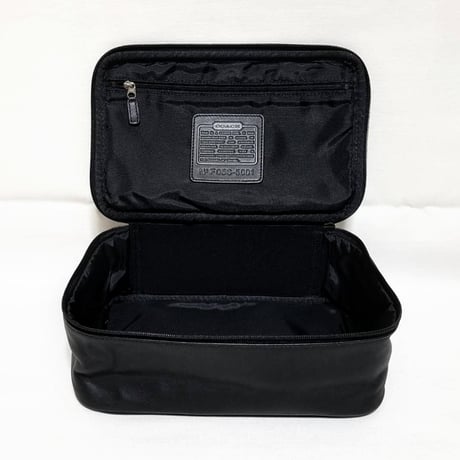 New Unused! Vintage Coach 4021 Zip Around Travel Bag Black Leather Pouch Cosmetic Travel
