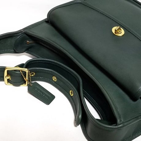 Excellent Vintage Coach Rare 9980 Taft Bag Bottle Green Glove Tanned Leather Crossbody