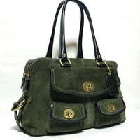 Near Mint!  Vintage Coach Rare 12796 Peyton Legacy Ltd.Ed. Green Suede Leather tote bag