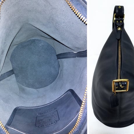 Unused！ Vintage Coach Rare 9085 XL Duffle Sac Navy Glove Tanned Leather Shoulder Bucket Bag