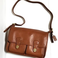 Excellent  Vintage Coach Rare 5281 Field Bag Messenger Brief British Tan Glove Tanned Leather