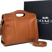 Mint!  Vintage Coach 9995 Zip Top Shopper British Tan Glove Tanned Leather Crossbody Large Toto