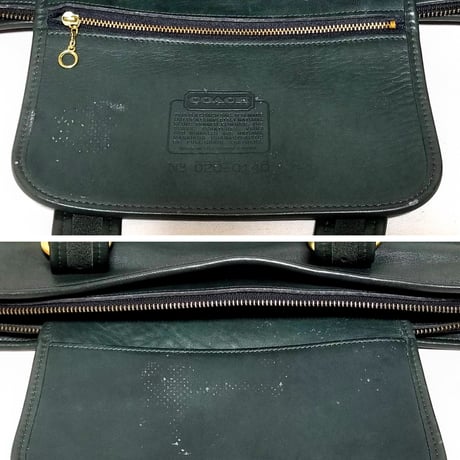 Vintage Coach Very Rare Zip Shopper Toto Green Leather Shoulder Bag Weekender Very Good Pre-owned