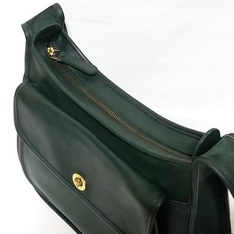 Excellent Vintage Coach Rare 9980 Taft Bag Bottle Green Glove Tanned Leather Crossbody