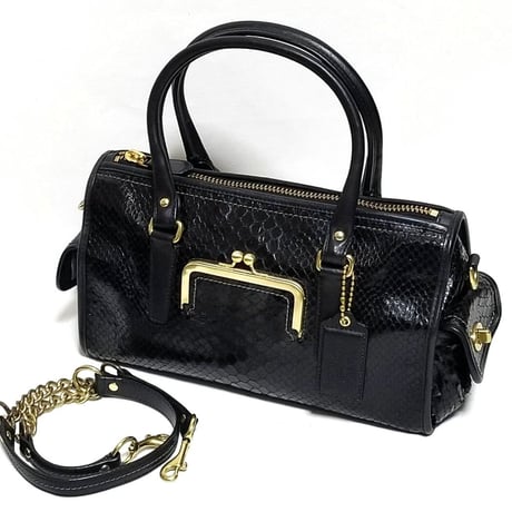 Excellent Vintage Coach Very Rare 12815 Bleecker Street Ltd Ed. Python Embossed Black Leather