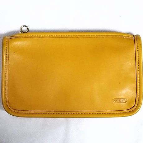 ⭐Set Sales  Great pre-owned  Vintage Coach  Yellow Leather Coin purse Wallet Key fob Key chain