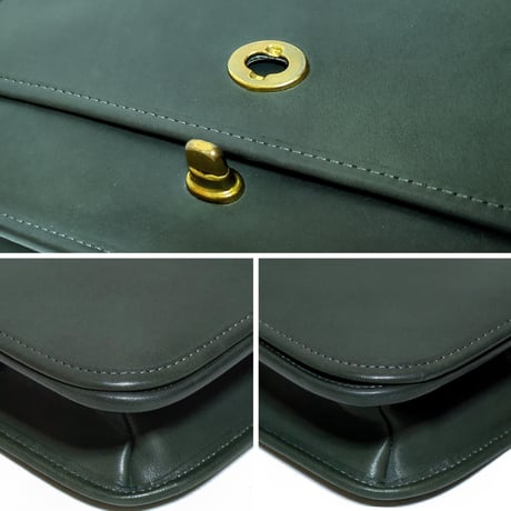 Unused! Vintage Coach  0033−008 Convertible Clatch Green Glove Tanned Leather Shoulder Bag  #9635