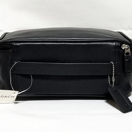 New Unused! Vintage Coach 4021 Zip Around Travel Bag Black Leather Pouch Cosmetic Travel