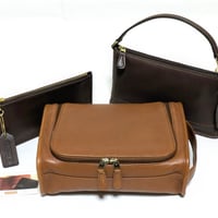 ⭐Set Sales 3 Rare Items!  Vintage Coach ·Very Rare U−Zip Travel Kit ·Skinny Case ·Bleecker Demi