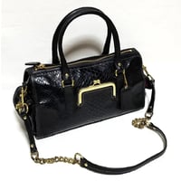 Excellent Vintage Coach Very Rare 12815 Bleecker Street Ltd Ed. Python Embossed Black Leather