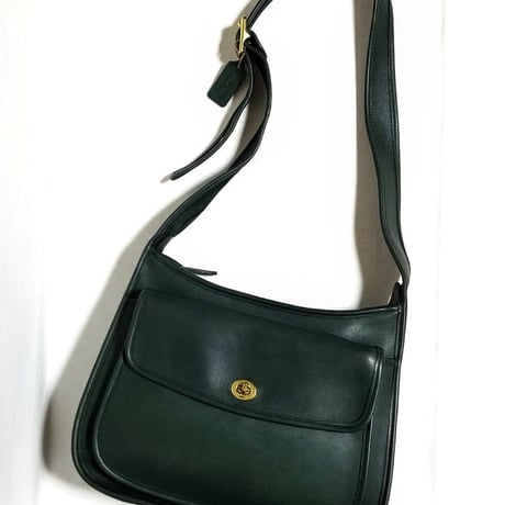 Excellent Vintage Coach Rare 9980 Taft Bag Bottle Green Glove Tanned Leather Crossbody
