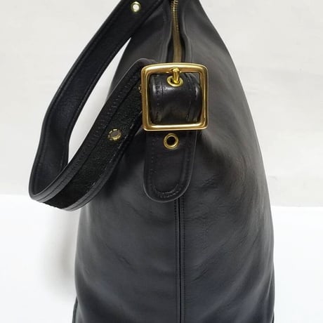 Vintage Coach  Mint Condition 9085  Black Glove Tanned Leather XL Duffle Sac Shoulder Bucket Bag