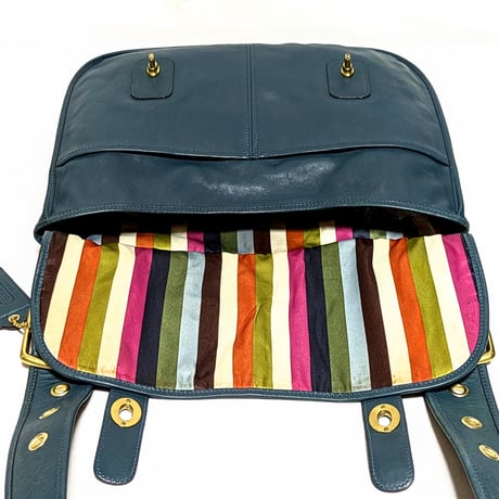 Vintage Coach  Very Rare 12805 Erin Tote Bleecker Street Ltd Ed. Teal  Remake of the Pony Express
