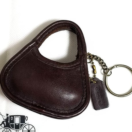 Unused  Vintage Coach  Rare Mini Ergo  Mahogany Leather  Key fob  Key ring  Key chain