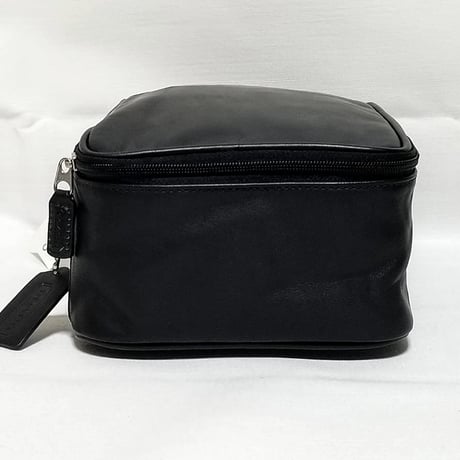 New Unused! Vintage Coach 4021 Zip Around Travel Bag Black Leather Pouch Cosmetic Travel