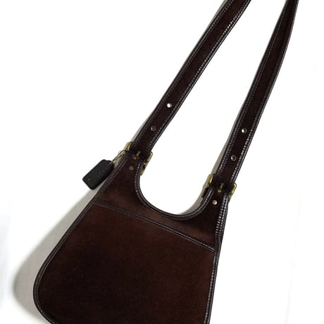 Excellent Vintage Coach Rare 9014 Crescent Berkeley Suede Saddle Bag Brown Leather Shoulder Bag