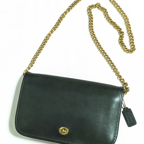 Unused! Vintage Coach  0033−008 Convertible Clatch Green Glove Tanned Leather Shoulder Bag  #9635