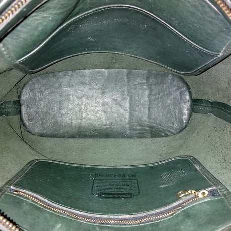 Vintage Coach Very Rare Zip Shopper Toto Green Leather Shoulder Bag Weekender Very Good Pre-owned