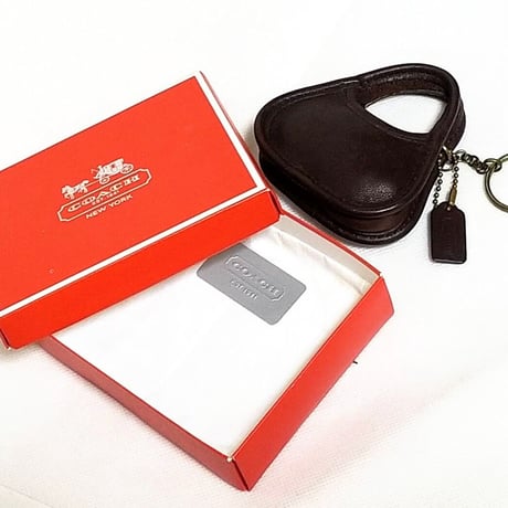 Unused  Vintage Coach  Rare Mini Ergo  Mahogany Leather  Key fob  Key ring  Key chain