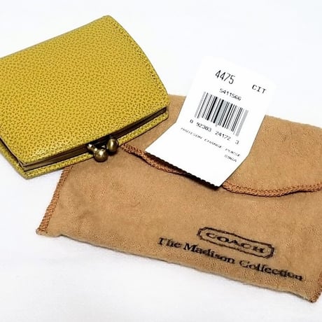 Unused!  Vintage Coach Very Rare Kisslock Change Purse Madison Collection Citrus Leather Coin Wallet