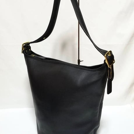 Vintage Coach  Mint Condition 9085  Black Glove Tanned Leather XL Duffle Sac Shoulder Bucket Bag