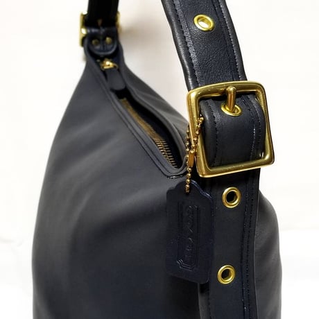 Unused！ Vintage Coach Rare 9085 XL Duffle Sac Navy Glove Tanned Leather Shoulder Bucket Bag
